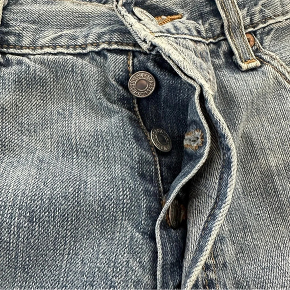 Petros Upcycled Vintage Womens 30 Levi’s 501 Jean Shorts Distressed High Waisted - Picture 2 of 8